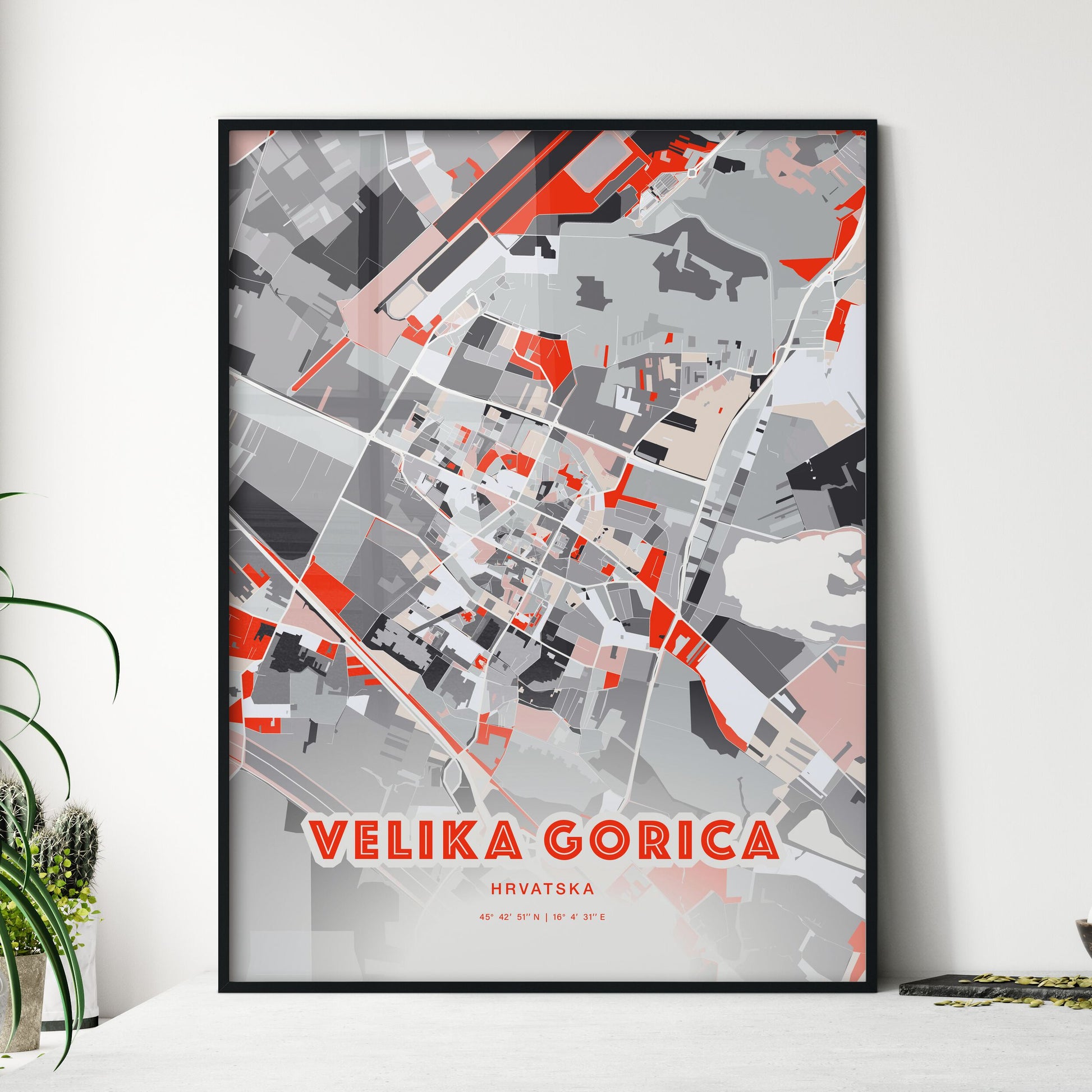 Colorful VELIKA GORICA CROATIA Fine Art Map Modern