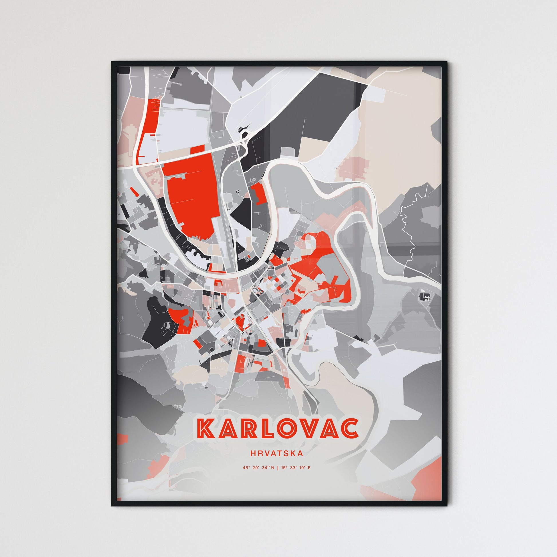Colorful KARLOVAC CROATIA Fine Art Map Modern