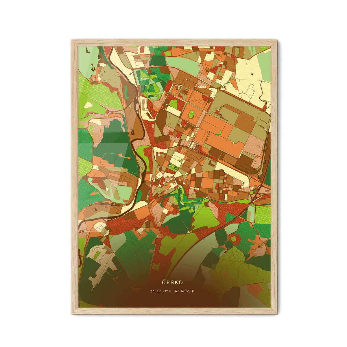 Colorful MLADÁ BOLESLAV CZECHIA Fine Art Map Farmhouse