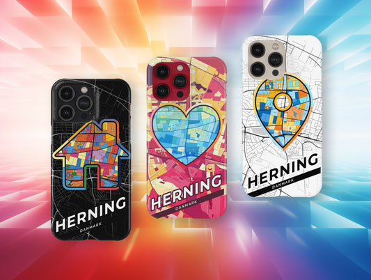 Herning Danmark slim phone case with colorful icon. Birthday, wedding or housewarming gift. Couple match cases.