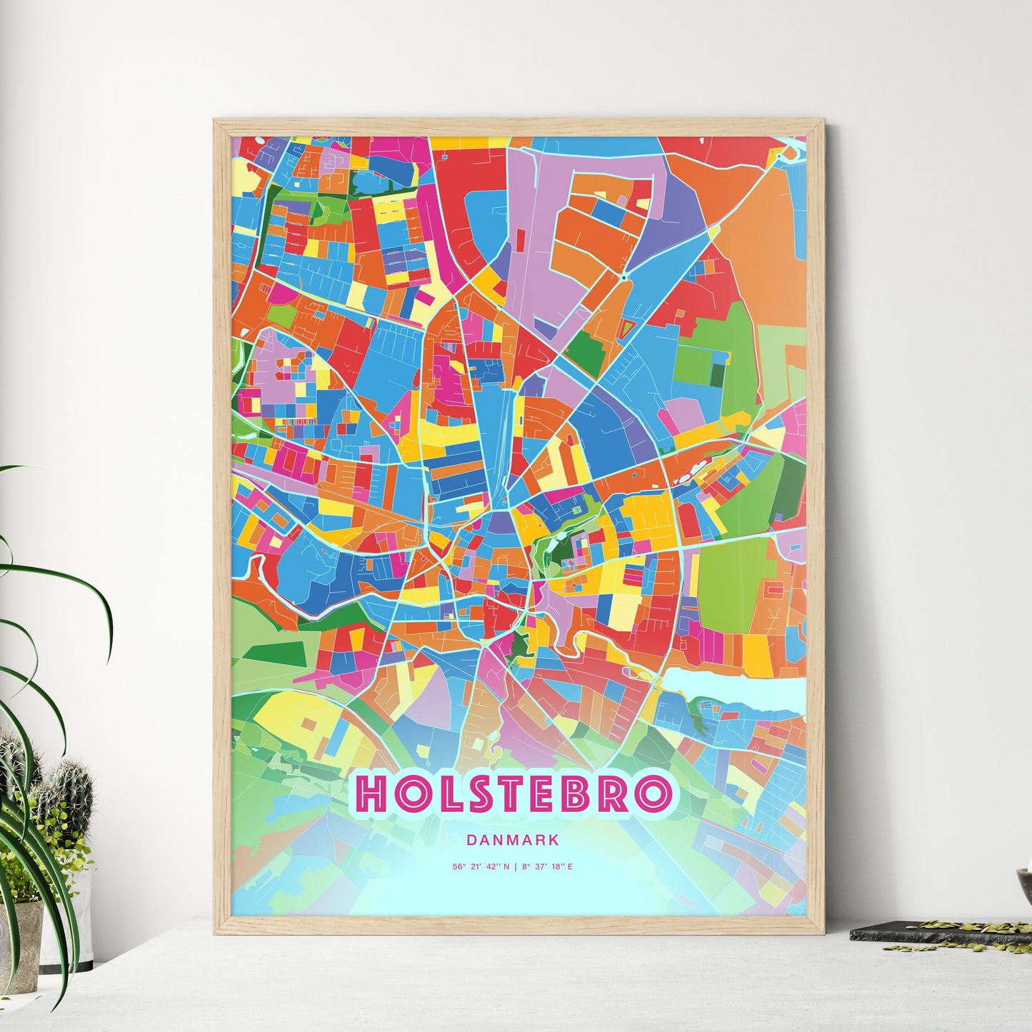 Colorful HOLSTEBRO DENMARK Fine Art Map Crazy Colors
