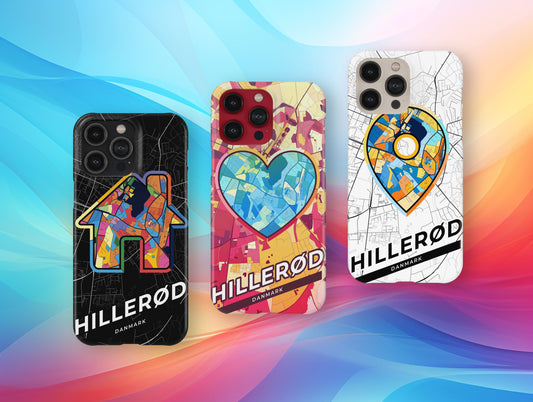 Hillerød Danmark slim phone case with colorful icon. Birthday, wedding or housewarming gift. Couple match cases.