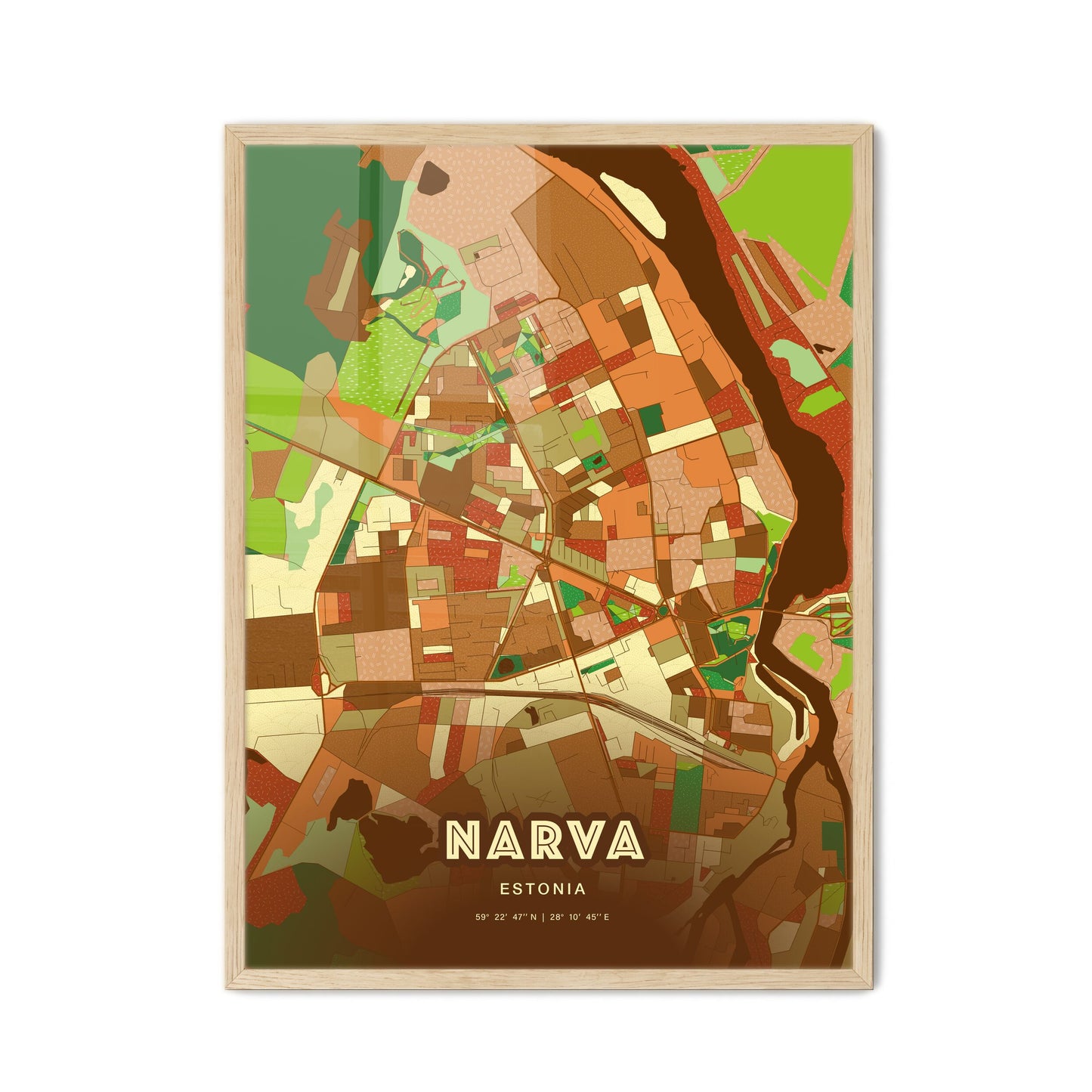 Colorful NARVA ESTONIA Fine Art Map Farmhouse