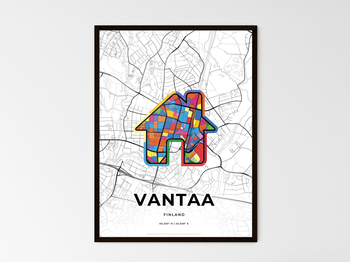 Vantaa Finland wedding art map with home icon