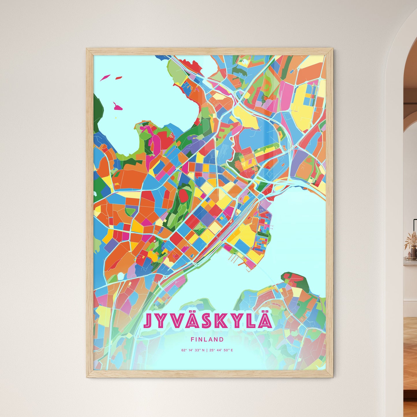 Colorful JYVÄSKYLÄ FINLAND Fine Art Map Crazy Colors