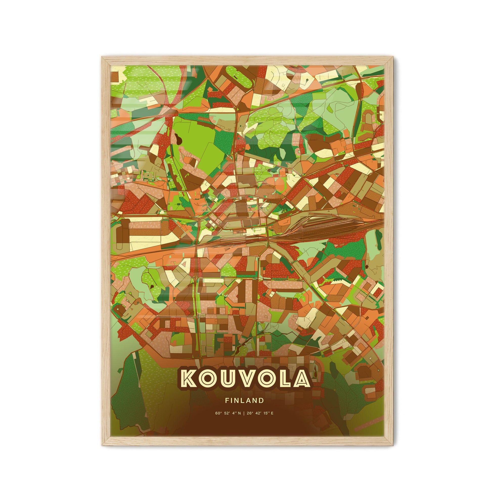 Colorful KOUVOLA FINLAND Fine Art Map Farmhouse