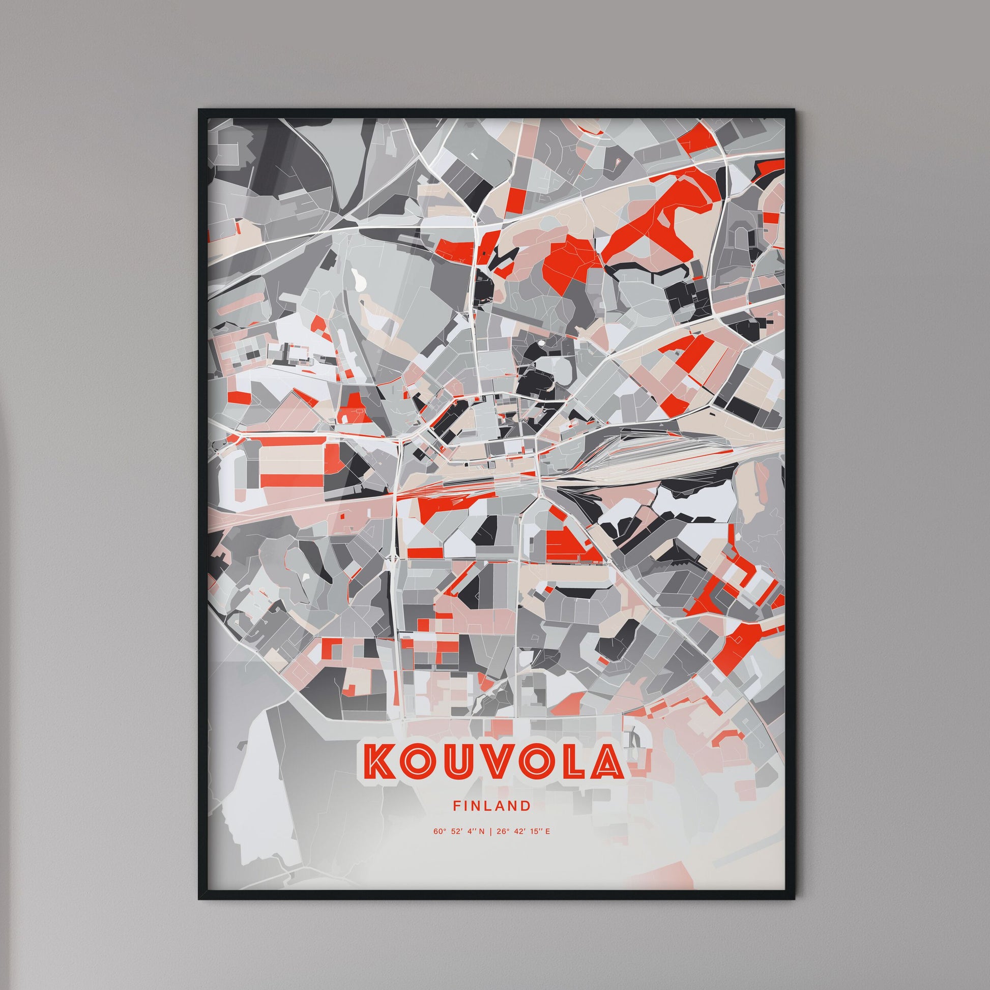 Colorful KOUVOLA FINLAND Fine Art Map Modern