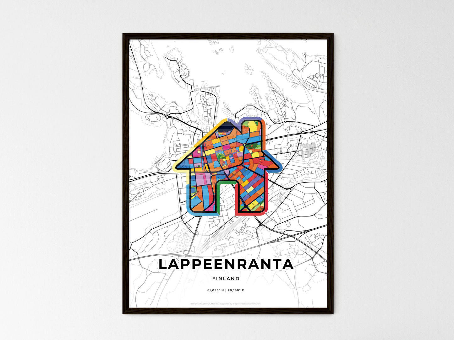 Lappeenranta Finland wedding art map with home icon