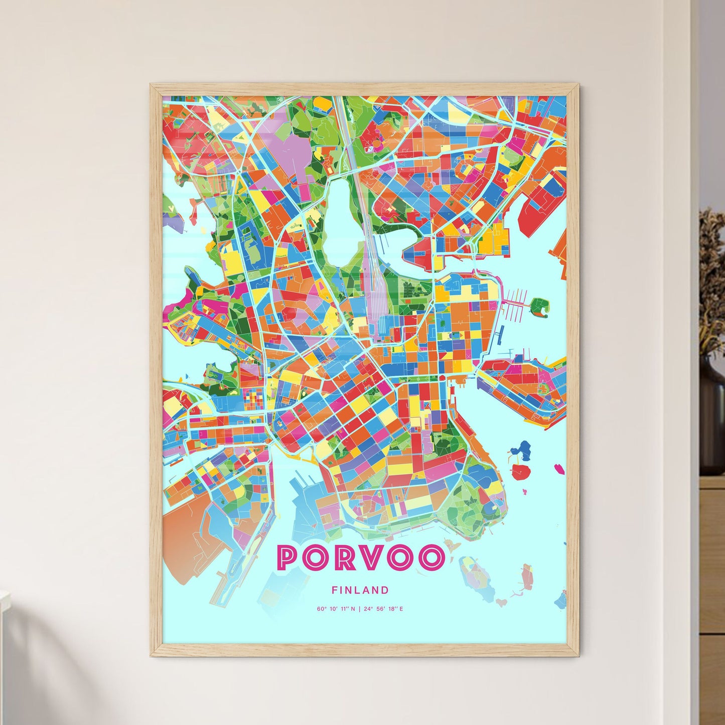 Colorful PORVOO FINLAND Fine Art Map Crazy Colors