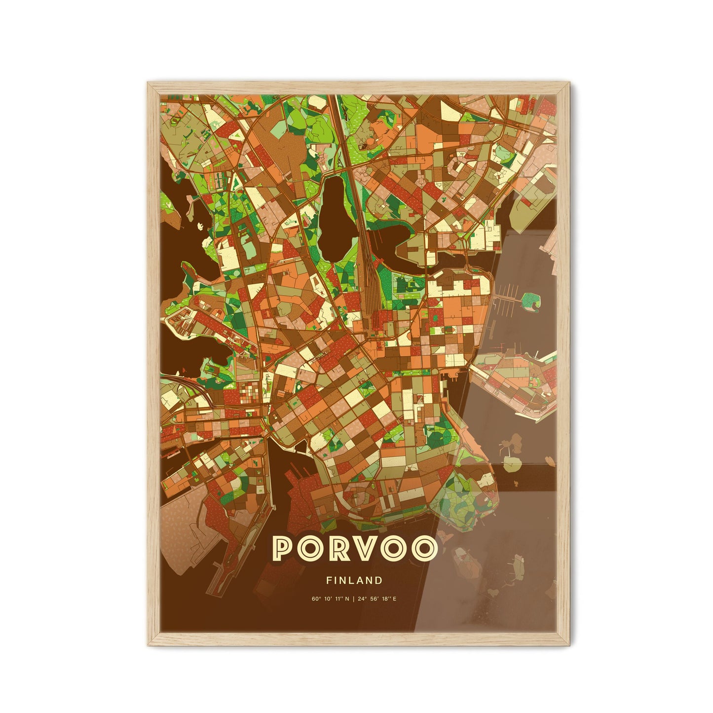 Colorful PORVOO FINLAND Fine Art Map Farmhouse