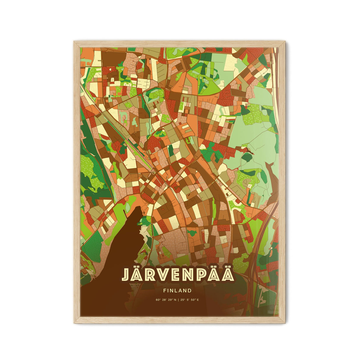 Colorful JÄRVENPÄÄ FINLAND Fine Art Map Farmhouse