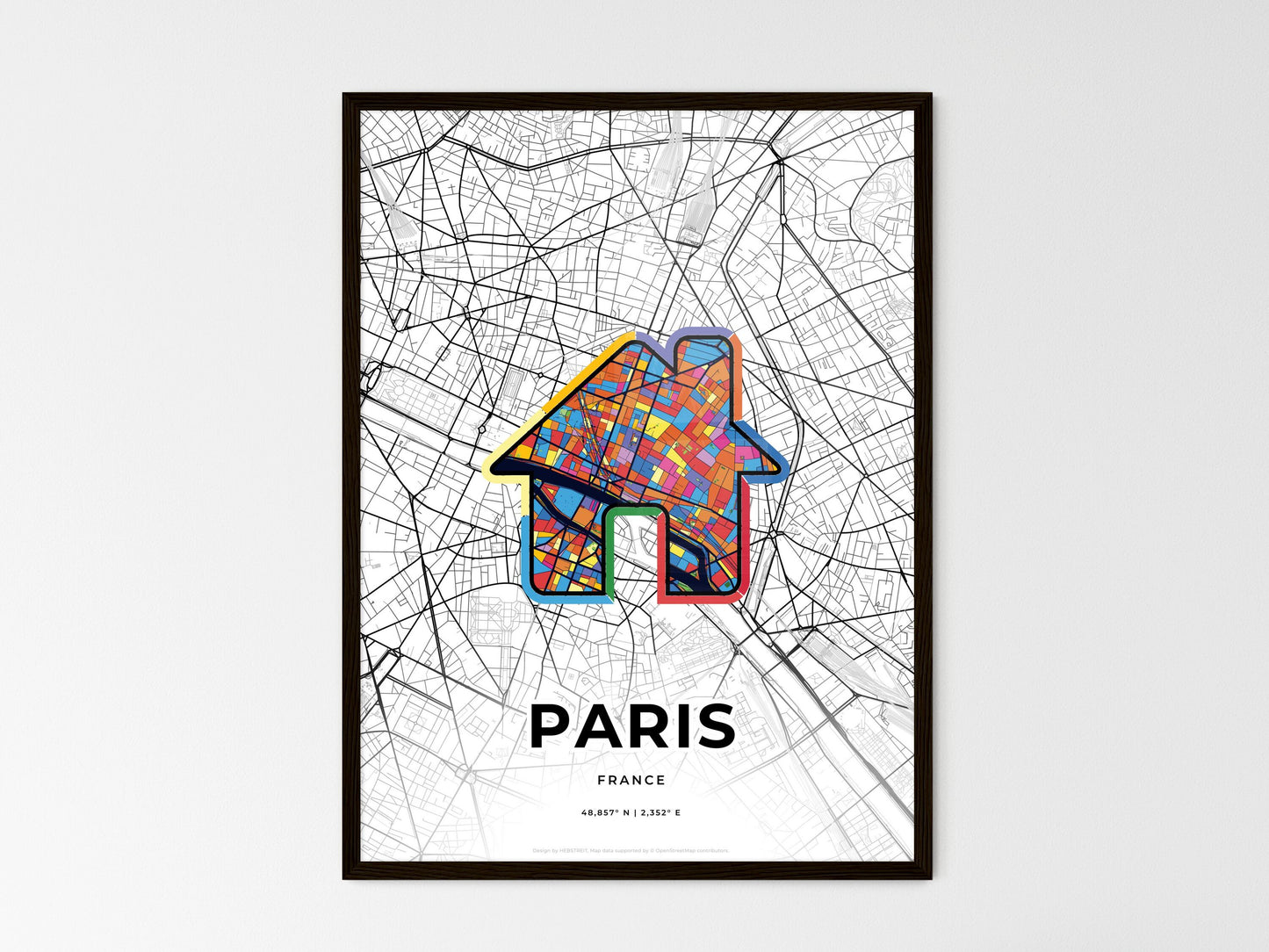 Paris France wedding art map with home icon