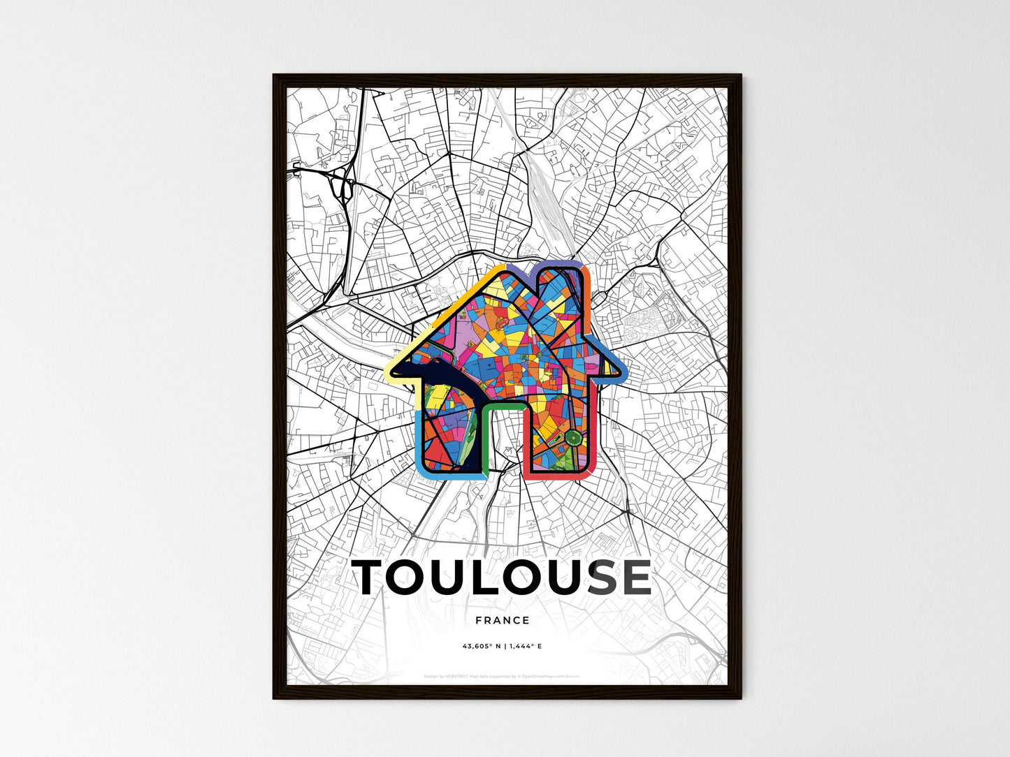 Toulouse France wedding art map with home icon