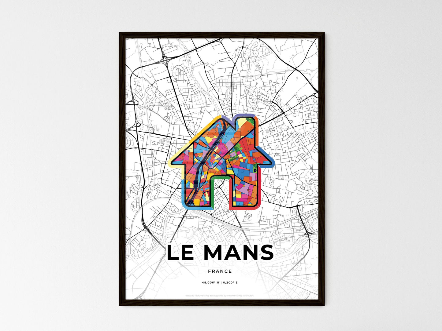 Le Mans France wedding art map with home icon