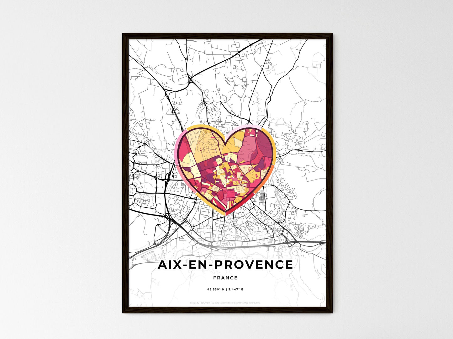 AIX-EN-PROVENCE FRANCE minimal art map with a colorful icon. Where it all began, Couple map gift. Style 2