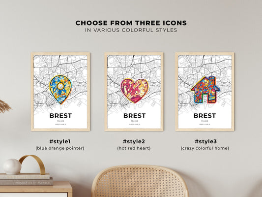 Brest France maps with colorful icons
