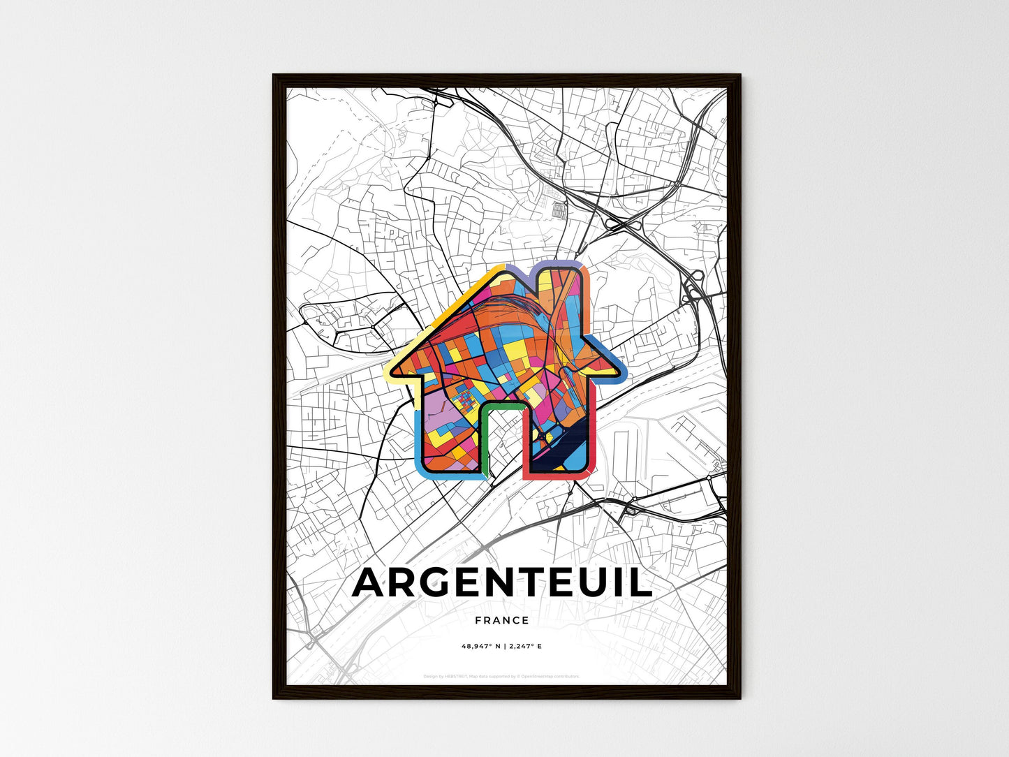 Argenteuil France wedding art map with home icon