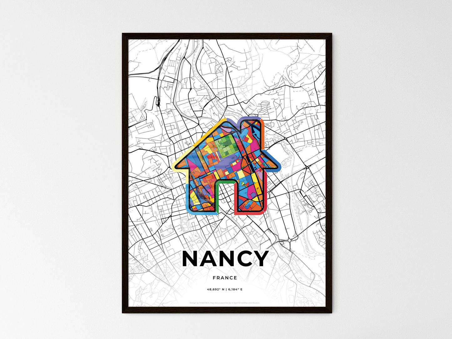 Nancy France wedding art map with home icon