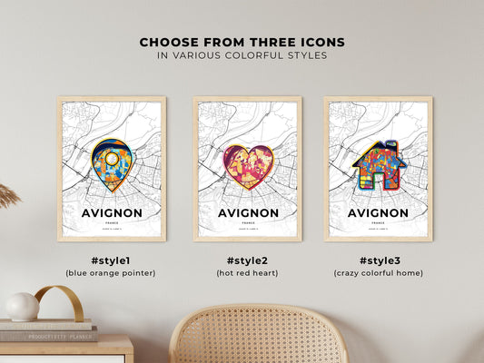 Avignon France maps with colorful icons