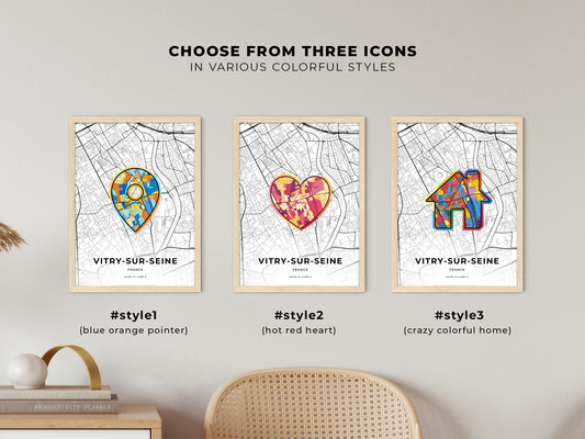 Vitry-Sur-Seine France maps with colorful icons