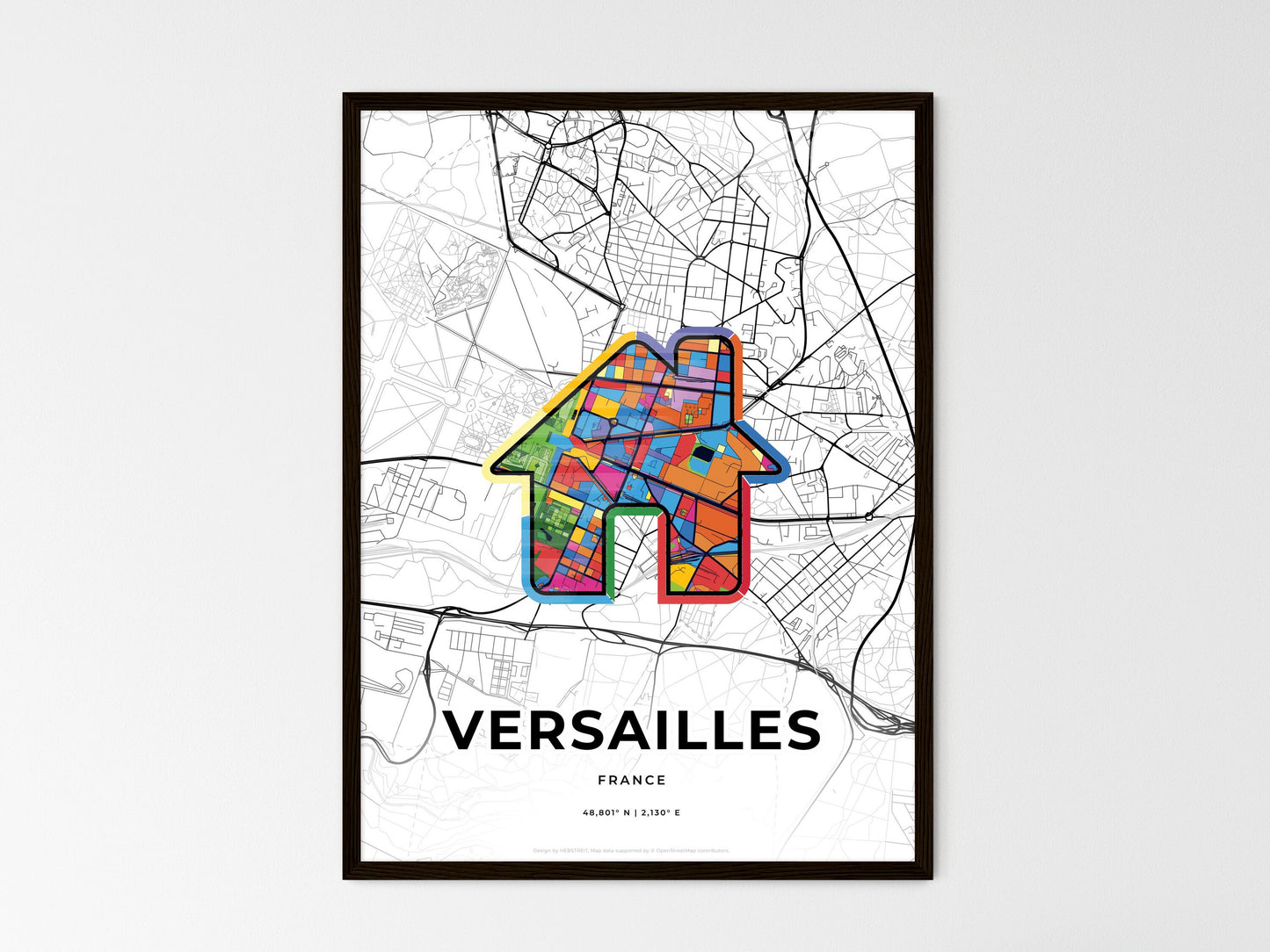 Versailles France wedding art map with home icon