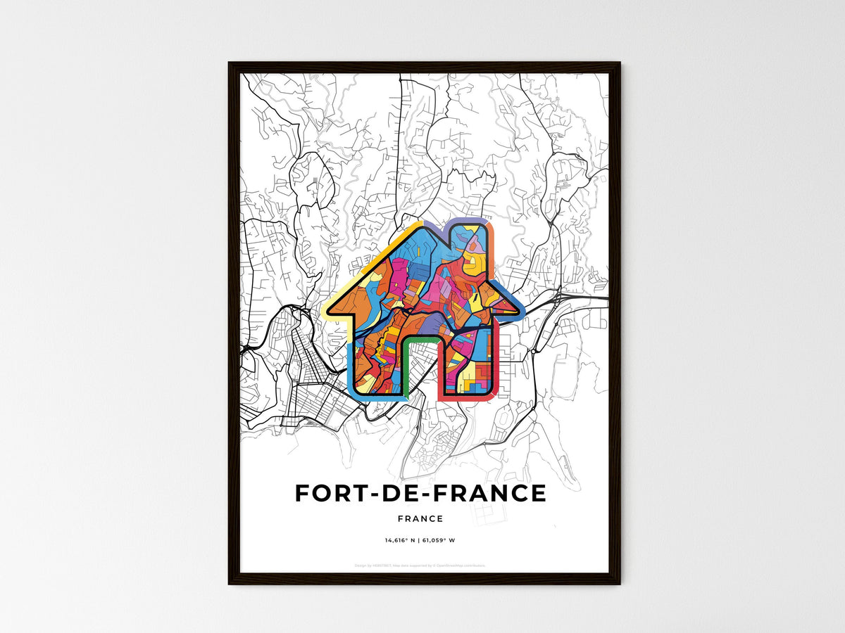 Fort-De-France France wedding art map with home icon