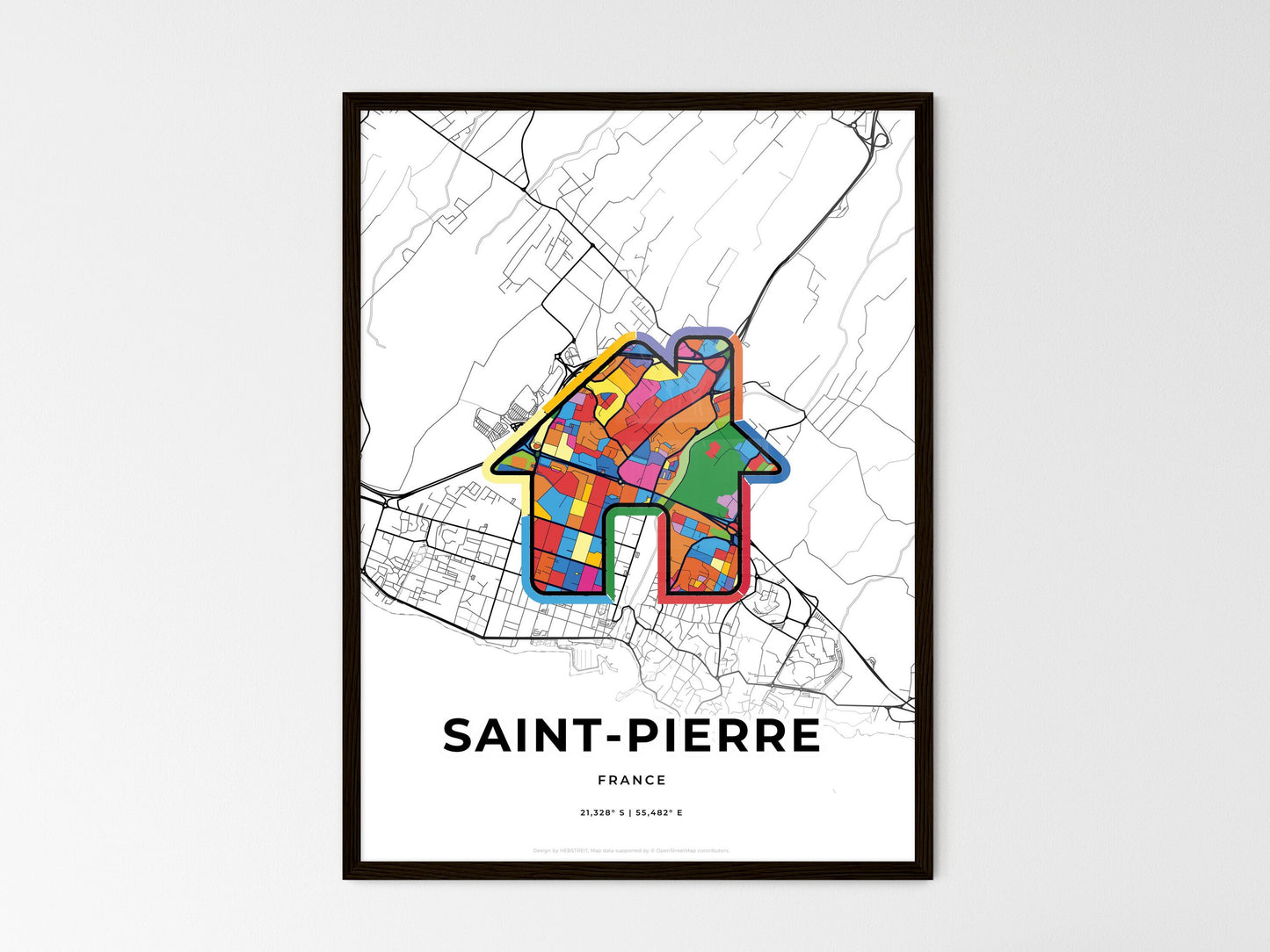 Saint-Pierre France wedding art map with home icon