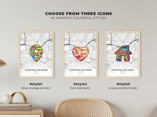 Champigny-Sur-Marne France maps with colorful icons