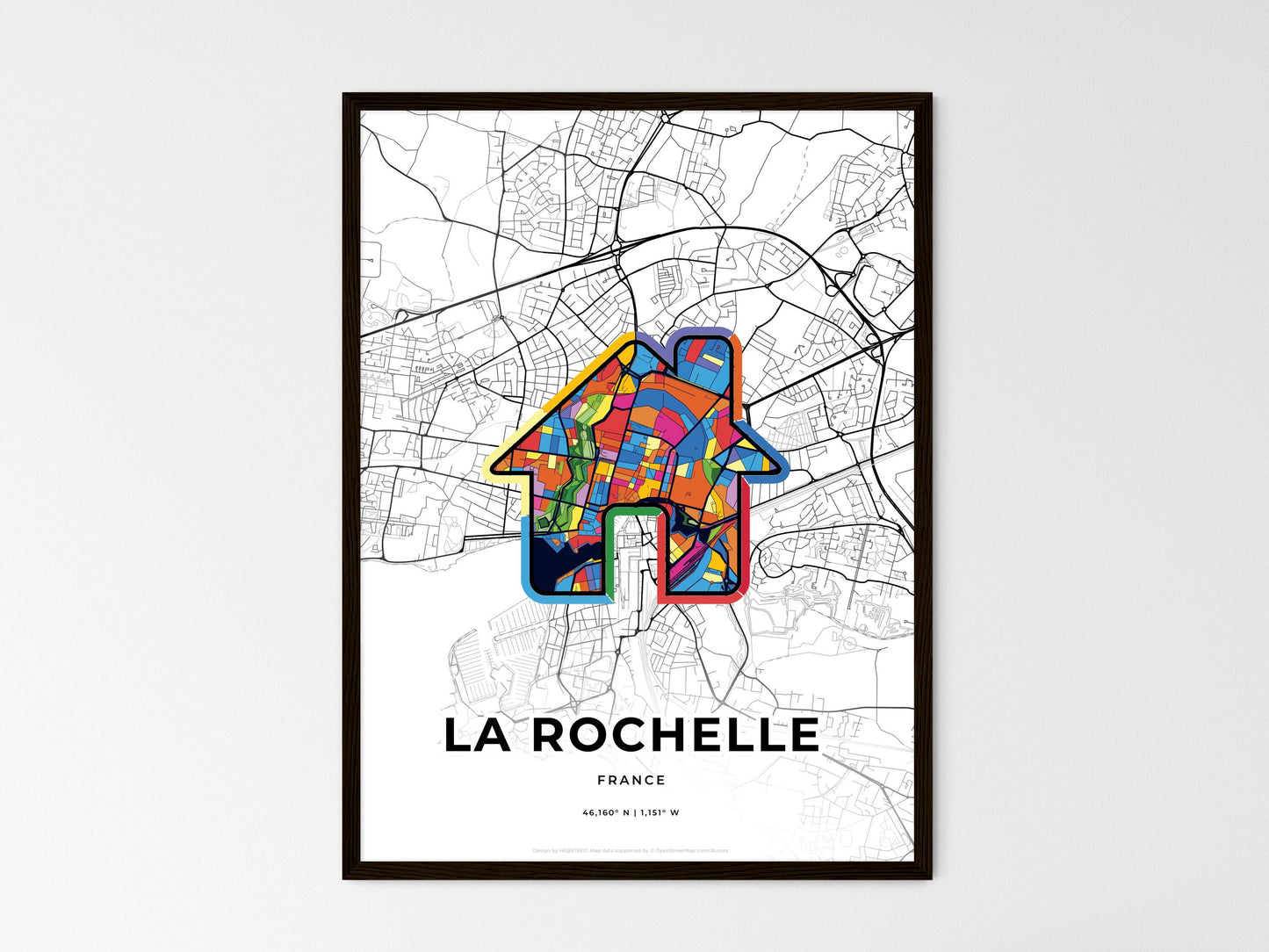 La Rochelle France wedding art map with home icon