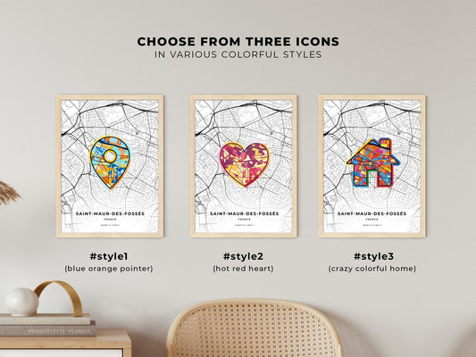 Saint-Maur-Des-Fossés France maps with colorful icons