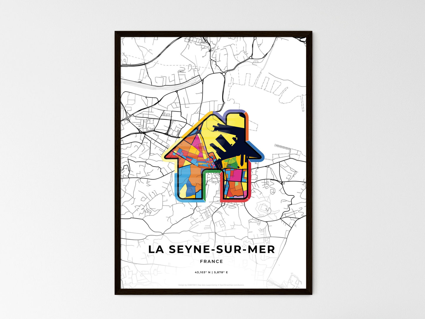 La Seyne-Sur-Mer France wedding art map with home icon