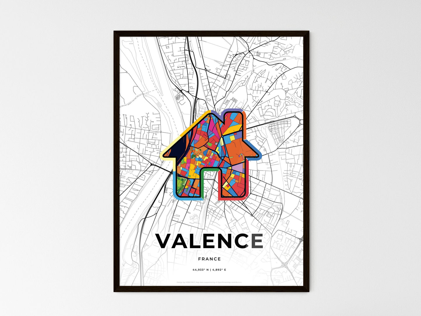Valence France wedding art map with home icon
