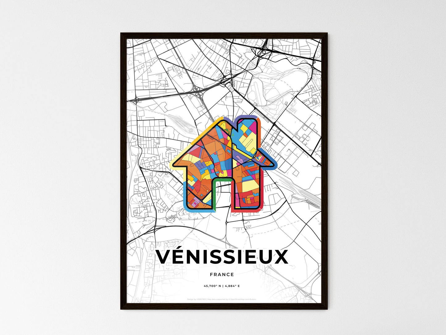Vénissieux France wedding art map with home icon