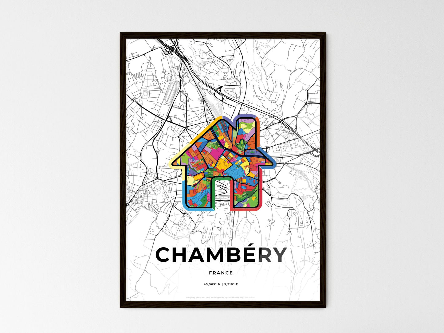 Chambéry France wedding art map with home icon