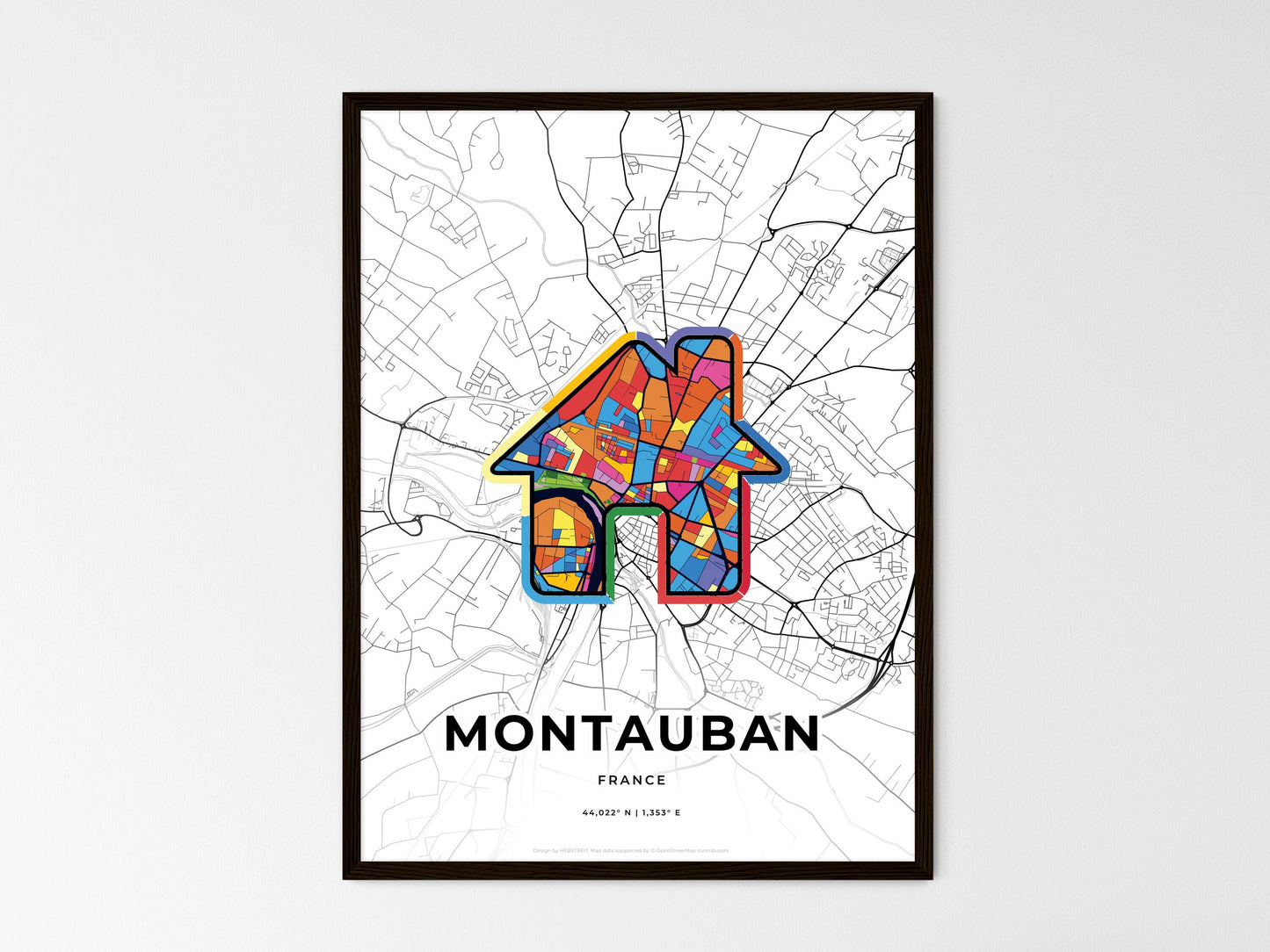 Montauban France wedding art map with home icon