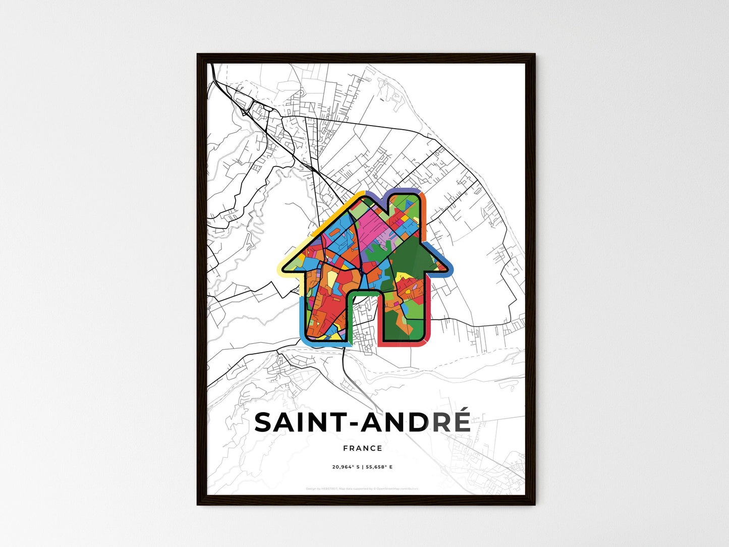 Saint-André France wedding art map with home icon