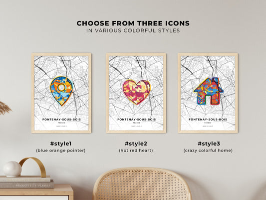 Fontenay-Sous-Bois France maps with colorful icons