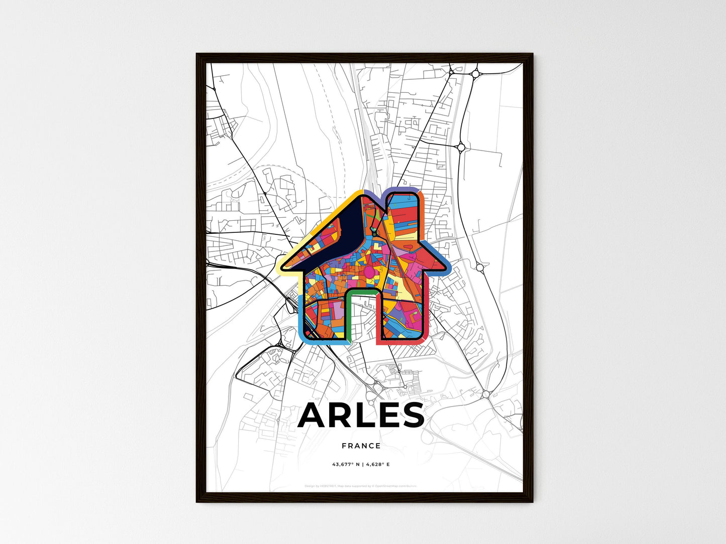 Arles France wedding art map with home icon