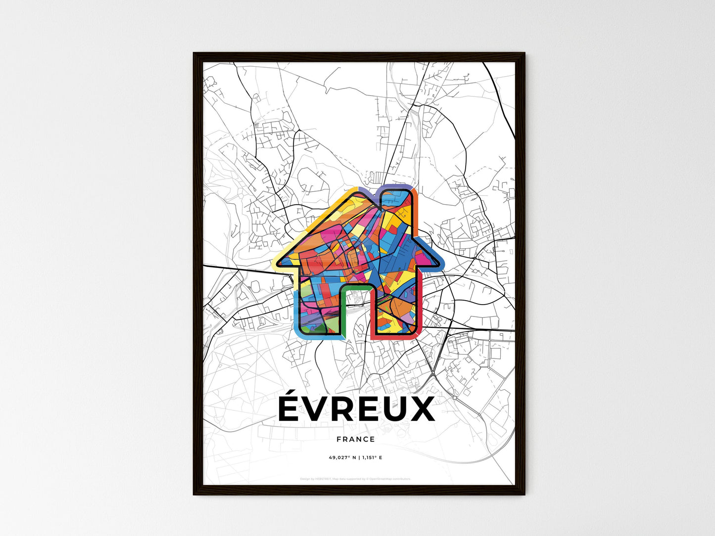 Évreux France wedding art map with home icon