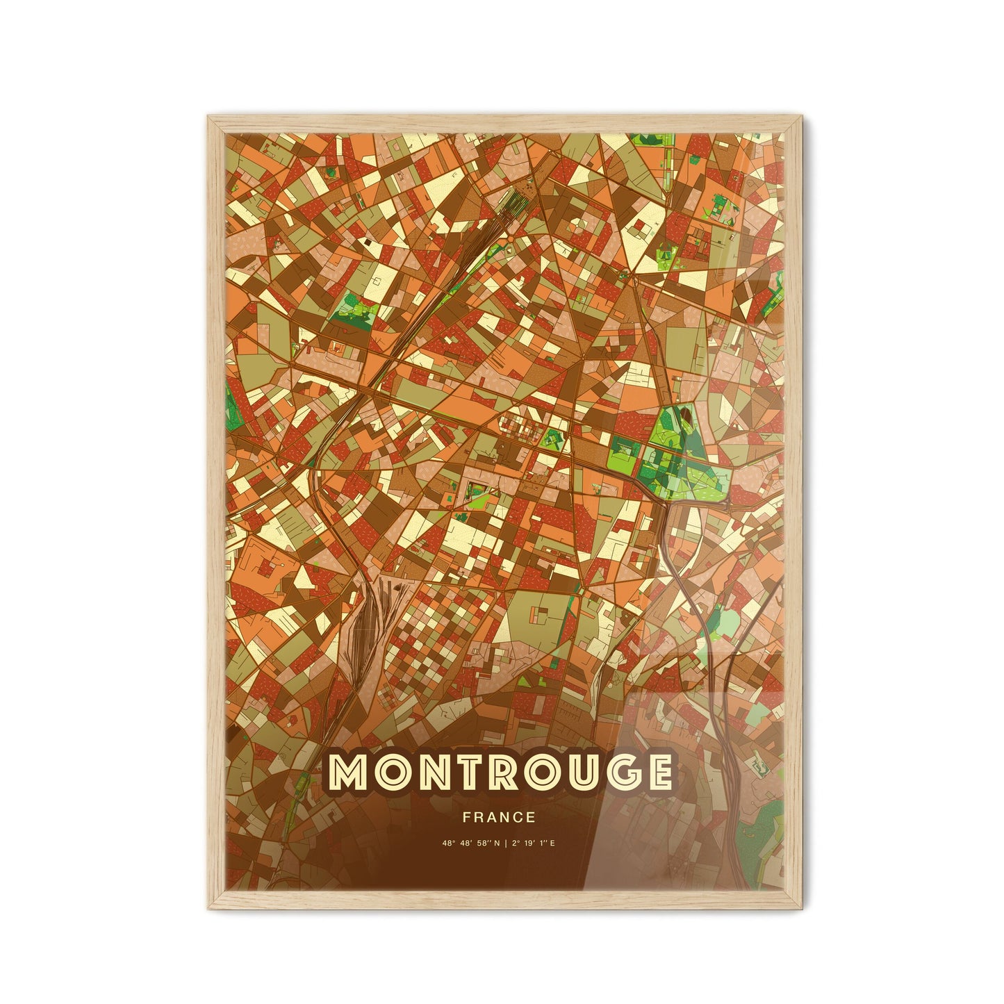 Colorful MONTROUGE FRANCE Fine Art Map Farmhouse