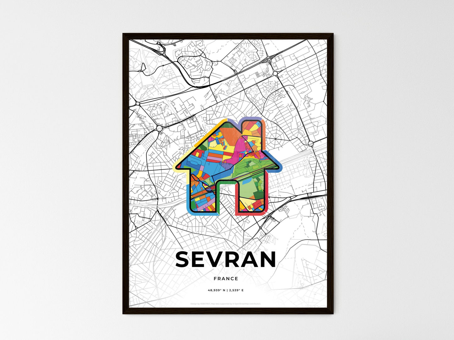 Sevran France wedding art map with home icon