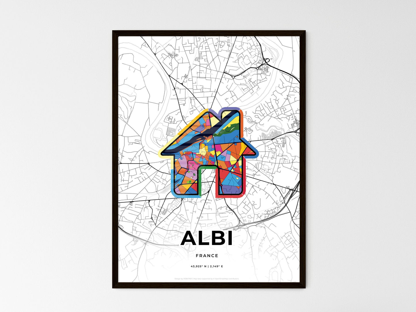 Albi France wedding art map with home icon