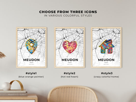 Meudon France maps with colorful icons
