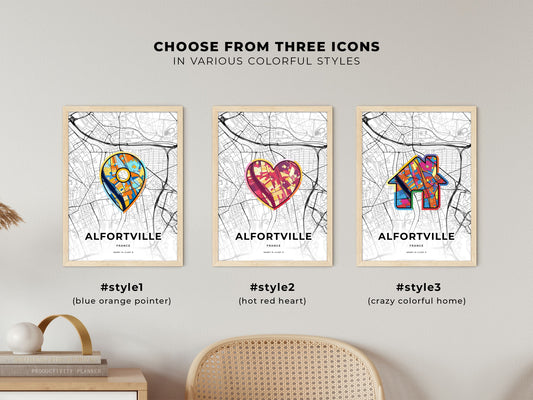 Alfortville France maps with colorful icons