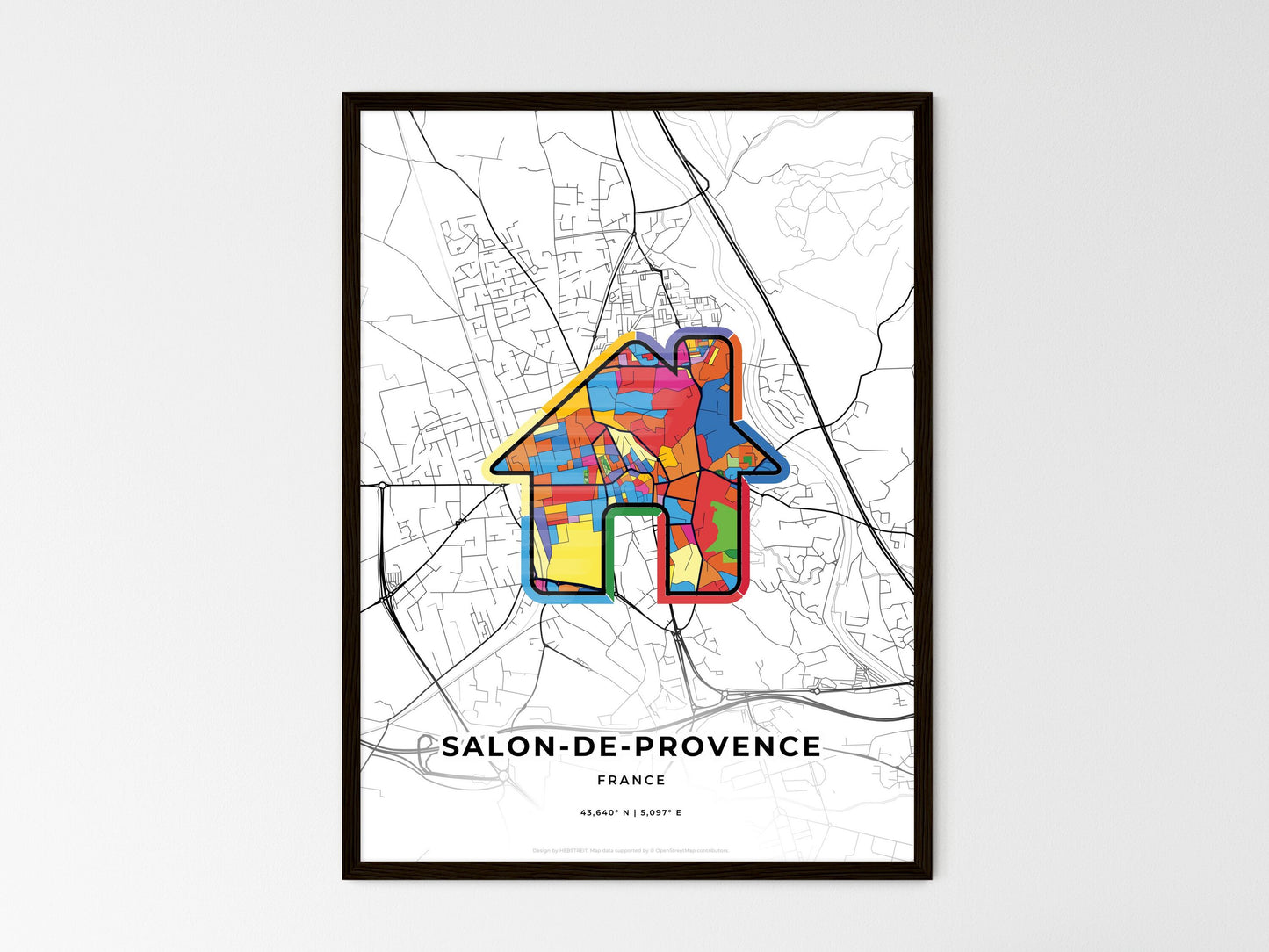 Salon-De-Provence France wedding art map with home icon