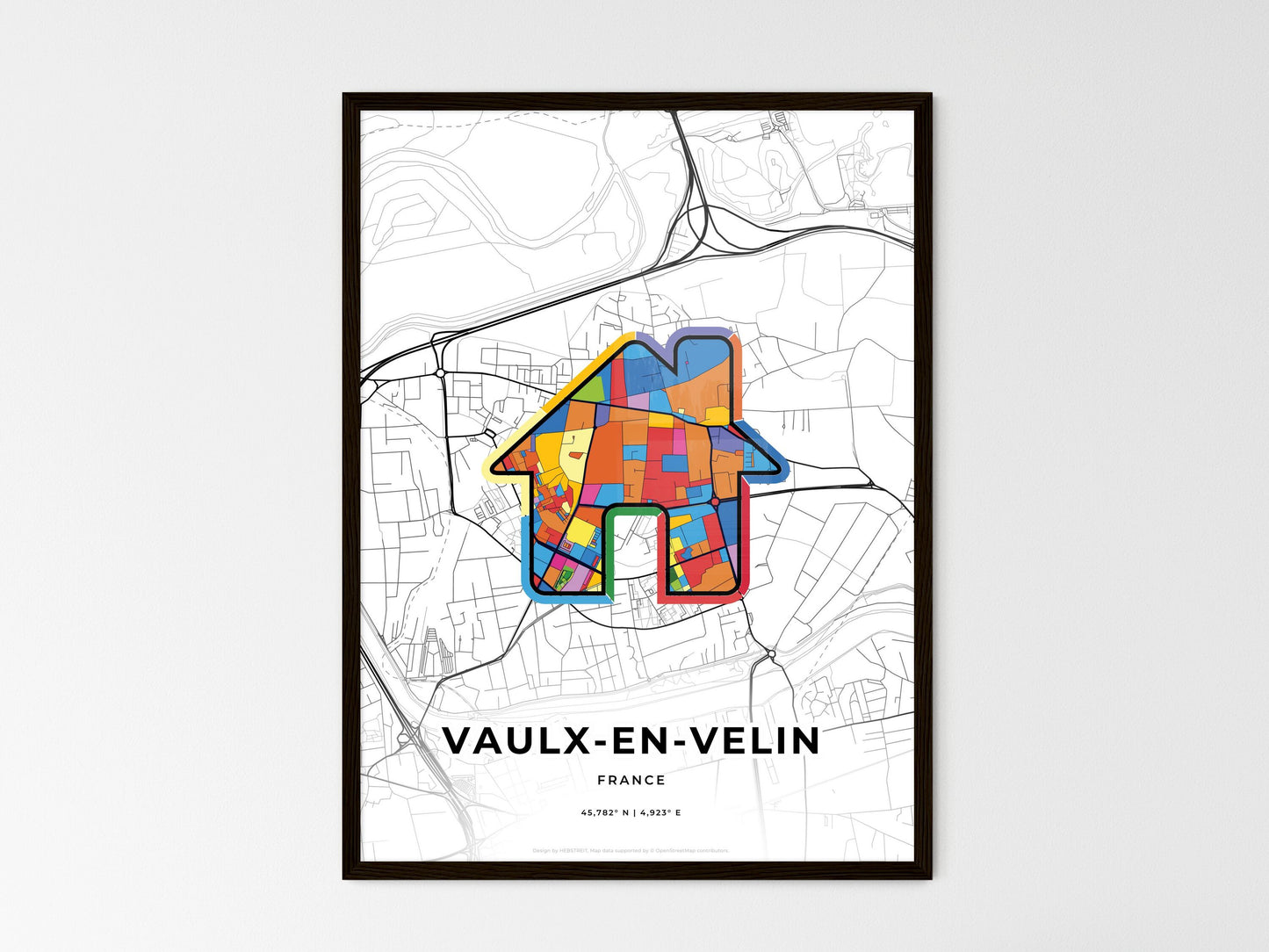 Vaulx-En-Velin France wedding art map with home icon