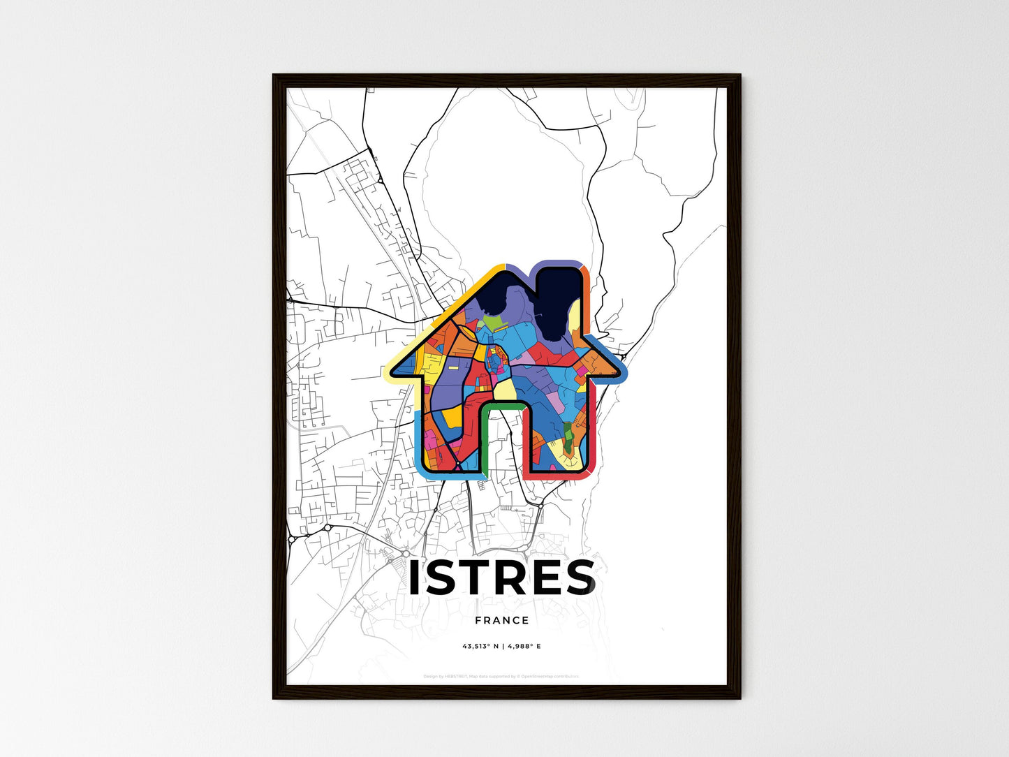 Istres France wedding art map with home icon
