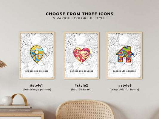 Garges-Lès-Gonesse France maps with colorful icons