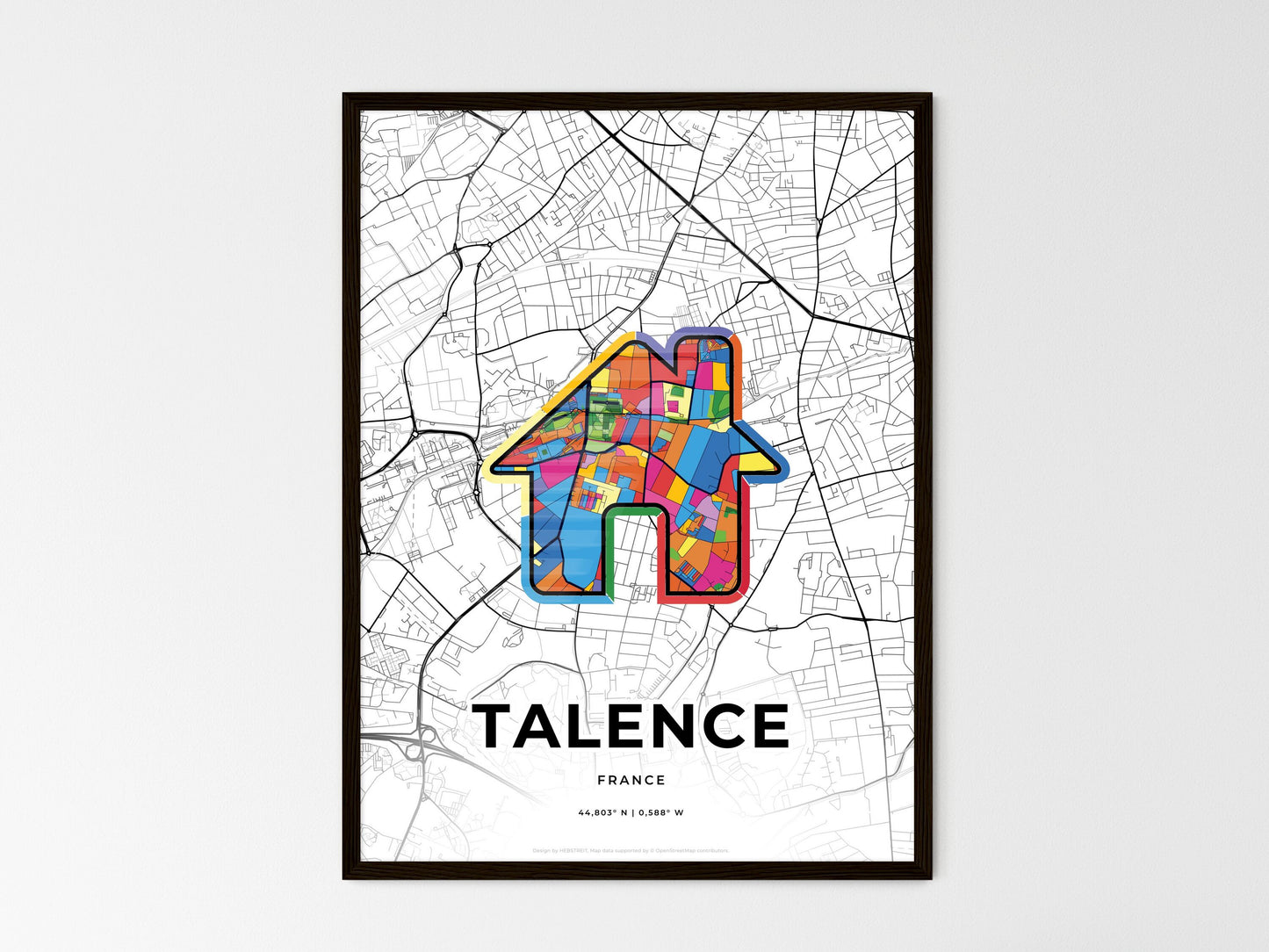 Talence France wedding art map with home icon