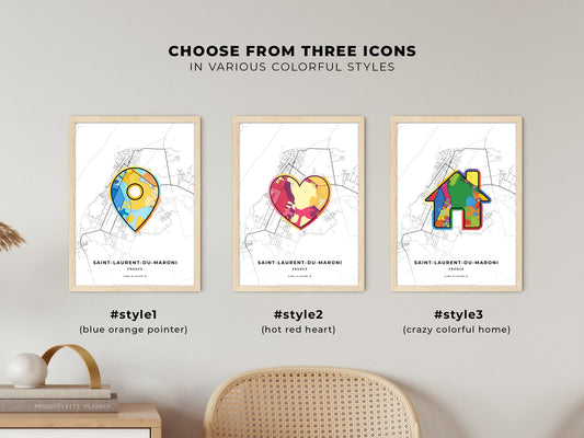 Saint-Laurent-Du-Maroni France maps with colorful icons